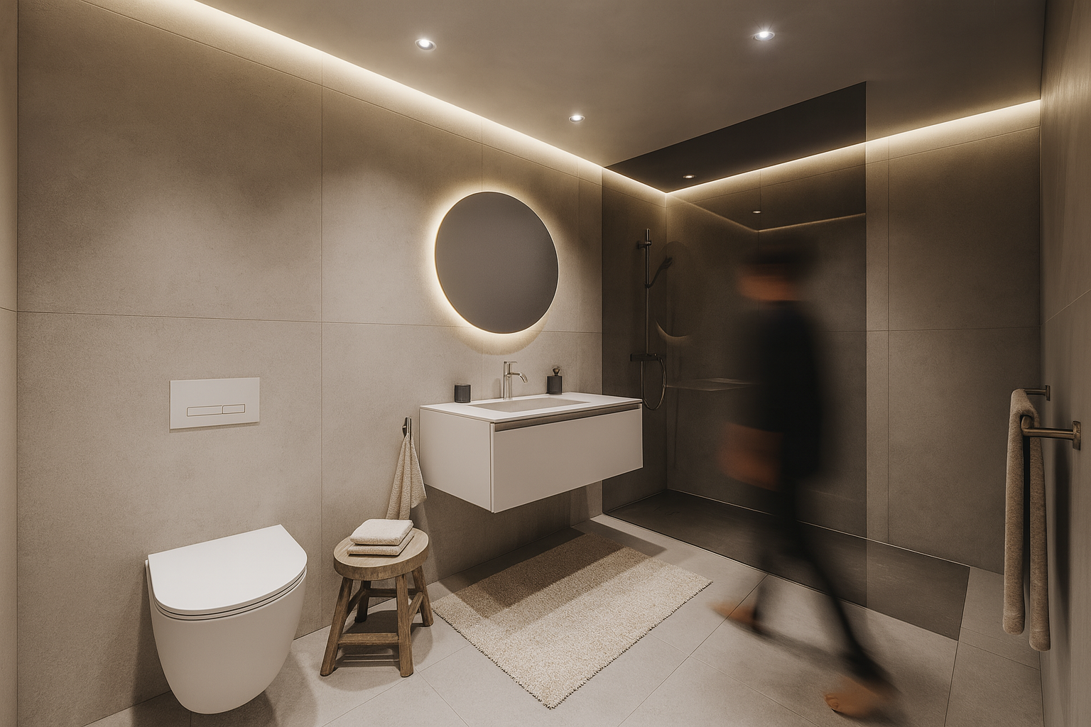 Minimalist Badezimmer mit eleganter Beleuchtung